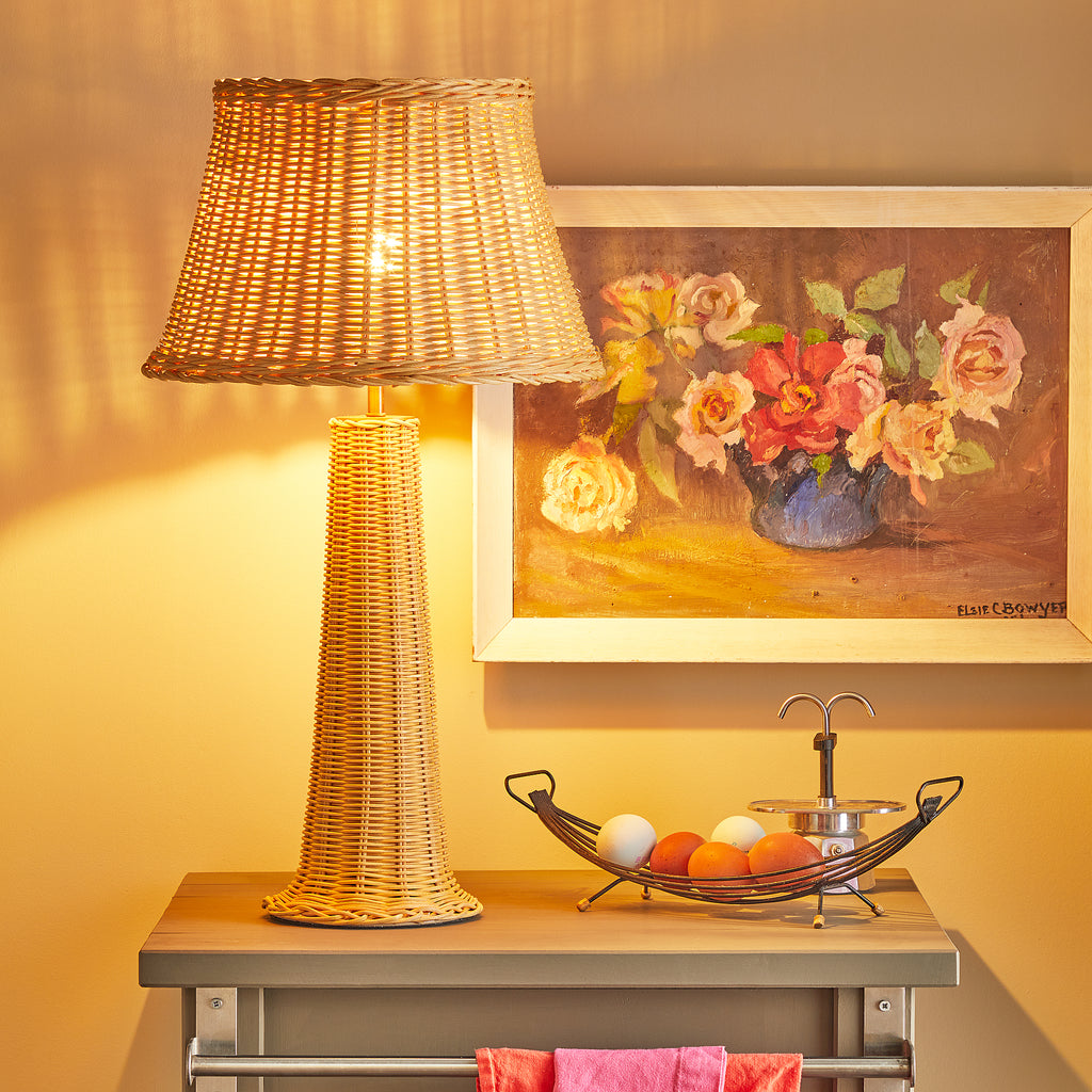 table lamp in rattan