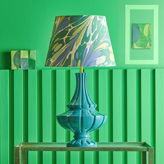 Galway table lamp in turquoise lacquered wood