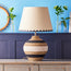 Jiocco table lamp in black and white striped seagrass