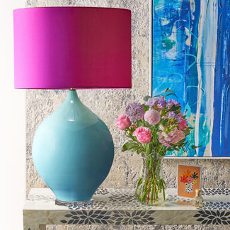 Kilda table lamp in turquoise ceramic