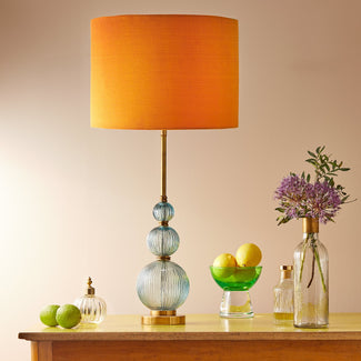 Lamarr table lamp in turquoise glass and brass
