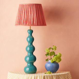 Larger Wobster table lamp in turquoise lacquered wood
