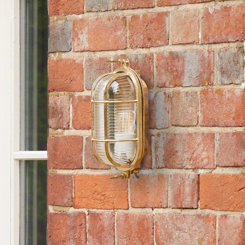 Bligh ip64 bulkhead in natural unlacquered brass