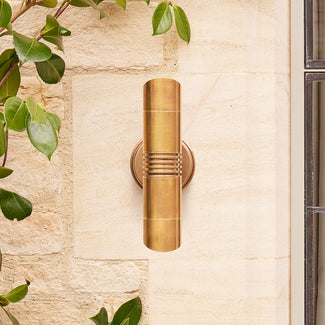 Blythe IP54 up and down wall light in aged brass