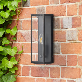 Orford long and thin IP44 exterior wall light in black