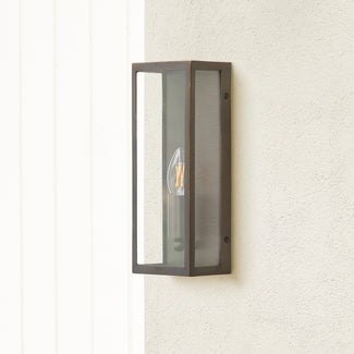 Orford long and thin IP44 exterior wall light in bronze