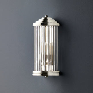 Baby Roddy IP44 rated wall light in Nickel with glass rods