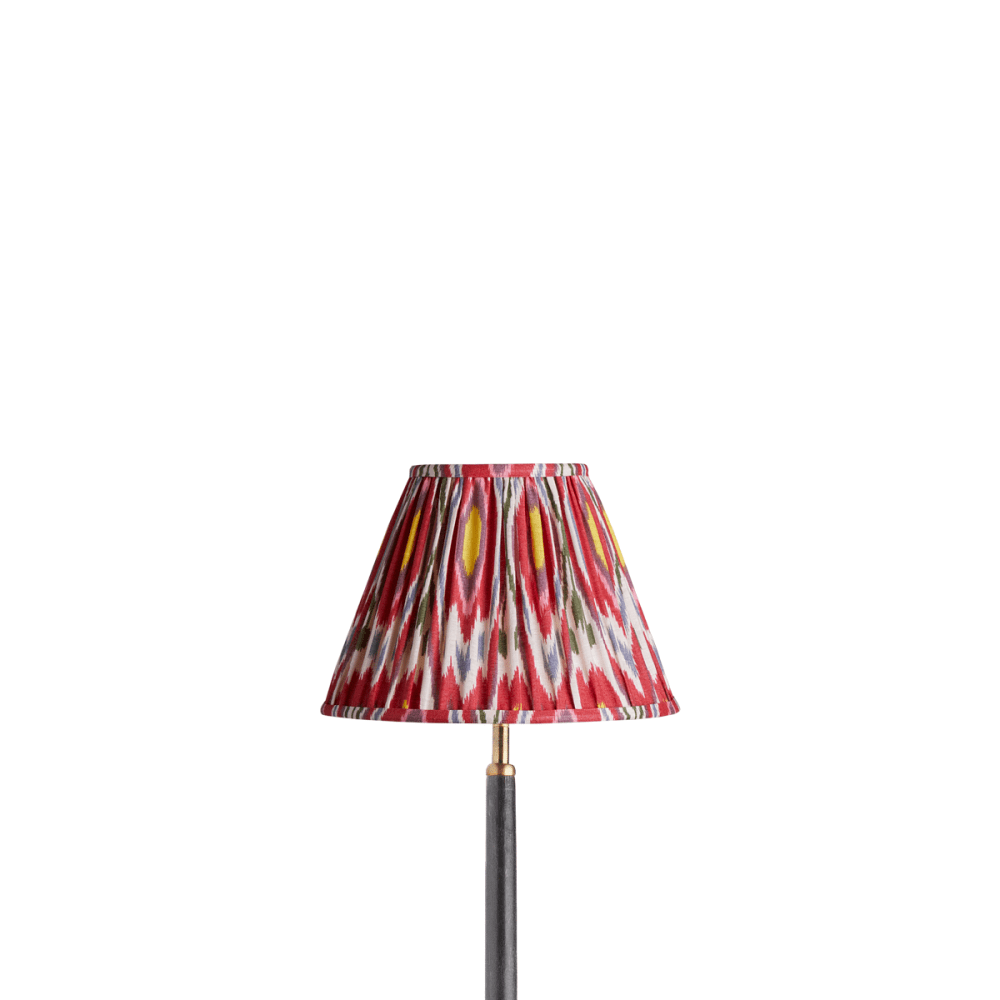 25cm empire gathered lampshade heraldic printed linen ikat