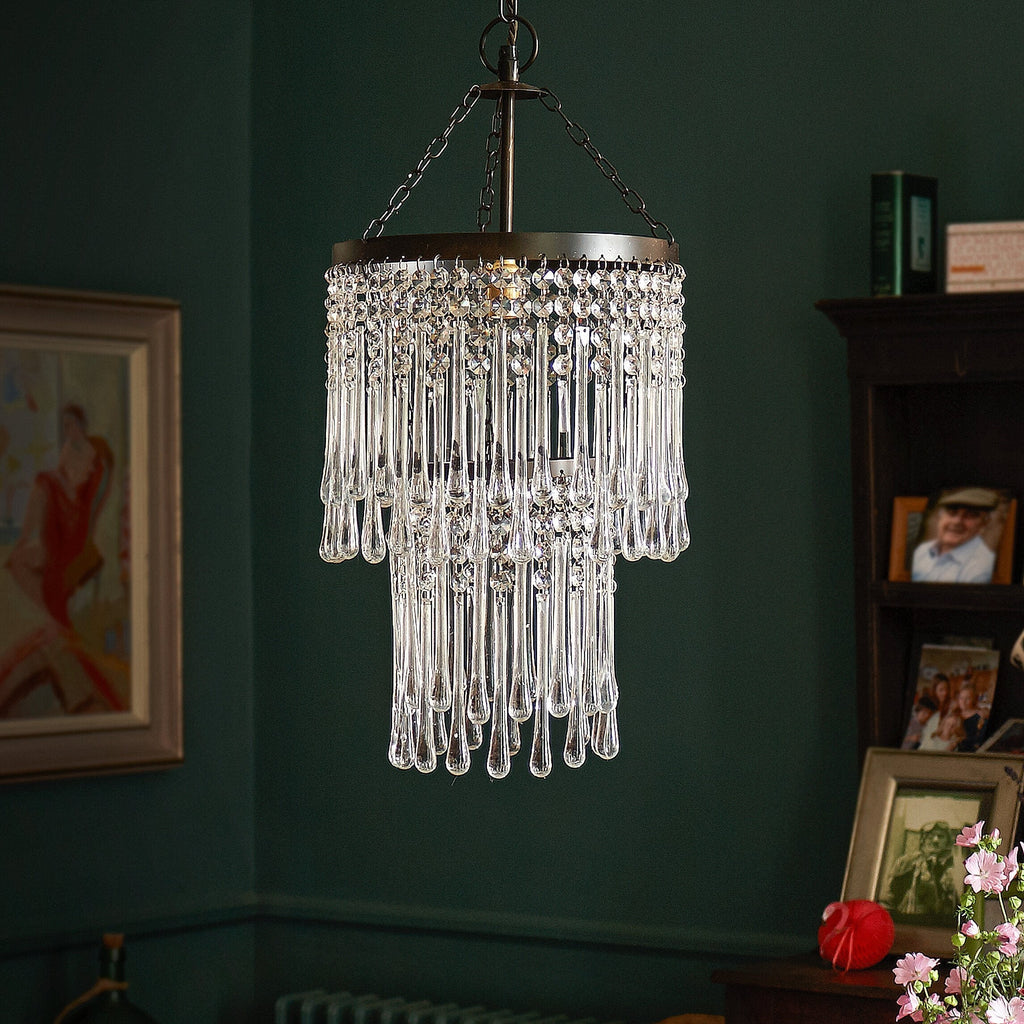 Rita chandelier clear blown glass droplets