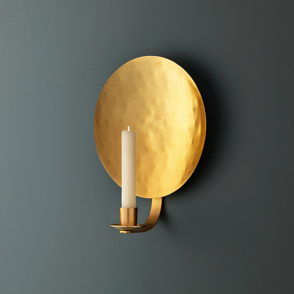 Celeste wall mounted candle holder in antique brass