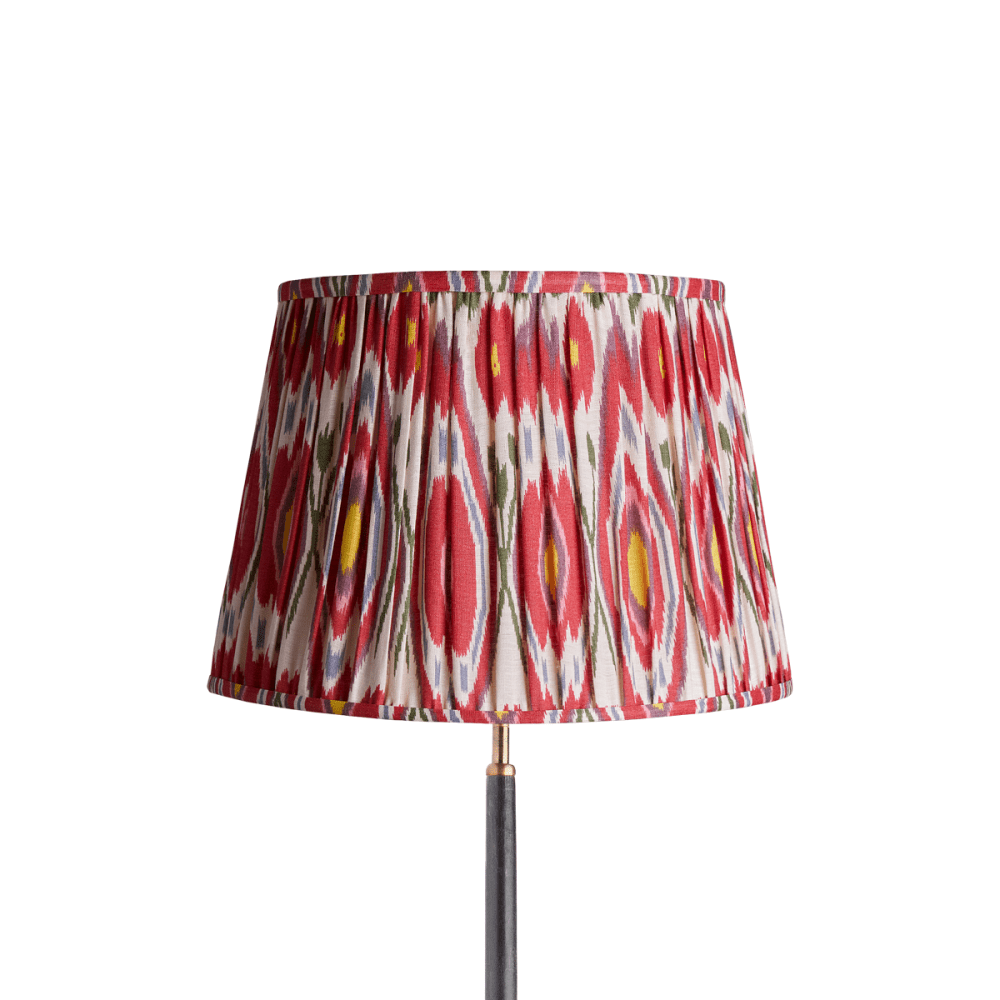 40cm straight empire gathered lampshade heraldic printed linen ikat