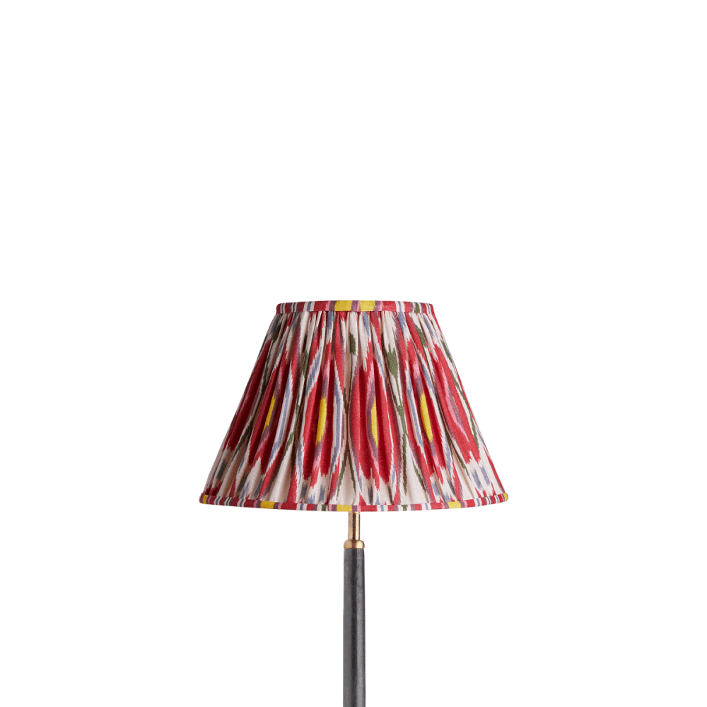 30cm empire gathered lampshade heraldic printed linen ikat