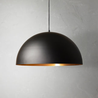 Larger Goodhew pendant in black with a gold interior - 60cms diameter