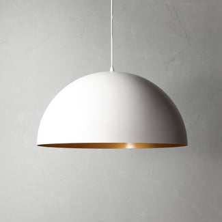 Larger Goodhew pendant in white with a gold interior - 60cms diameter