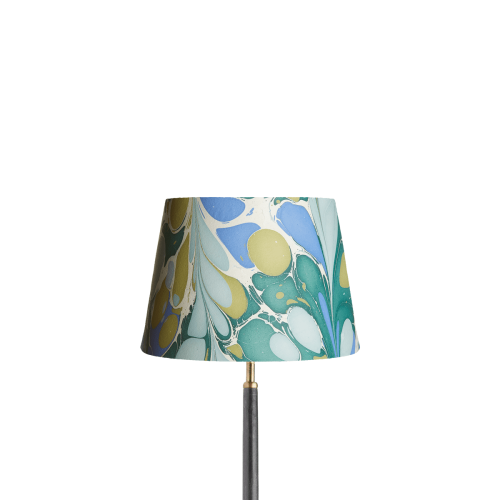 30cm straight empire shade hand made marbled paper green roya