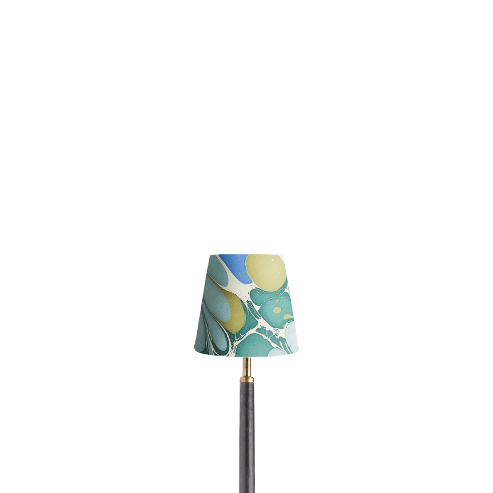14cm Tall Tapered hand made marbled paper shade green roya