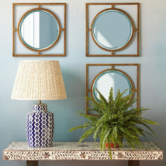 Circle link mirror in antique gold