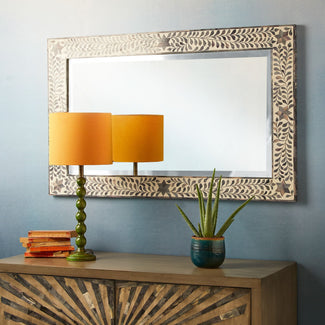 Neroli rectangular mirror in grey dyed bone