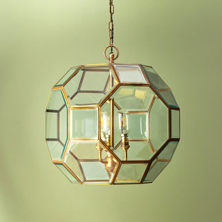 Ballina pendant light in brass and bevelled glass