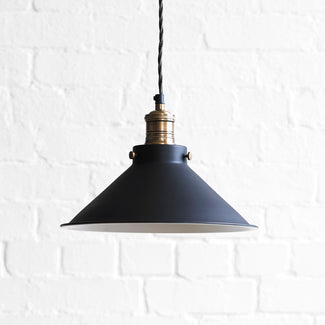 Larger Dexter pendant light in ash black with white interior