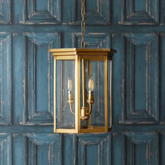 Dontanello pendant light in brass and clear glass