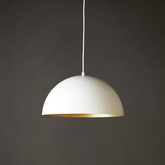 Regular Goodhew pendant in white with a gold interior - 40cms diameter