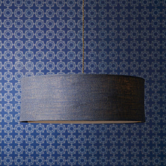 Larger Jute pendant in navy with baffle