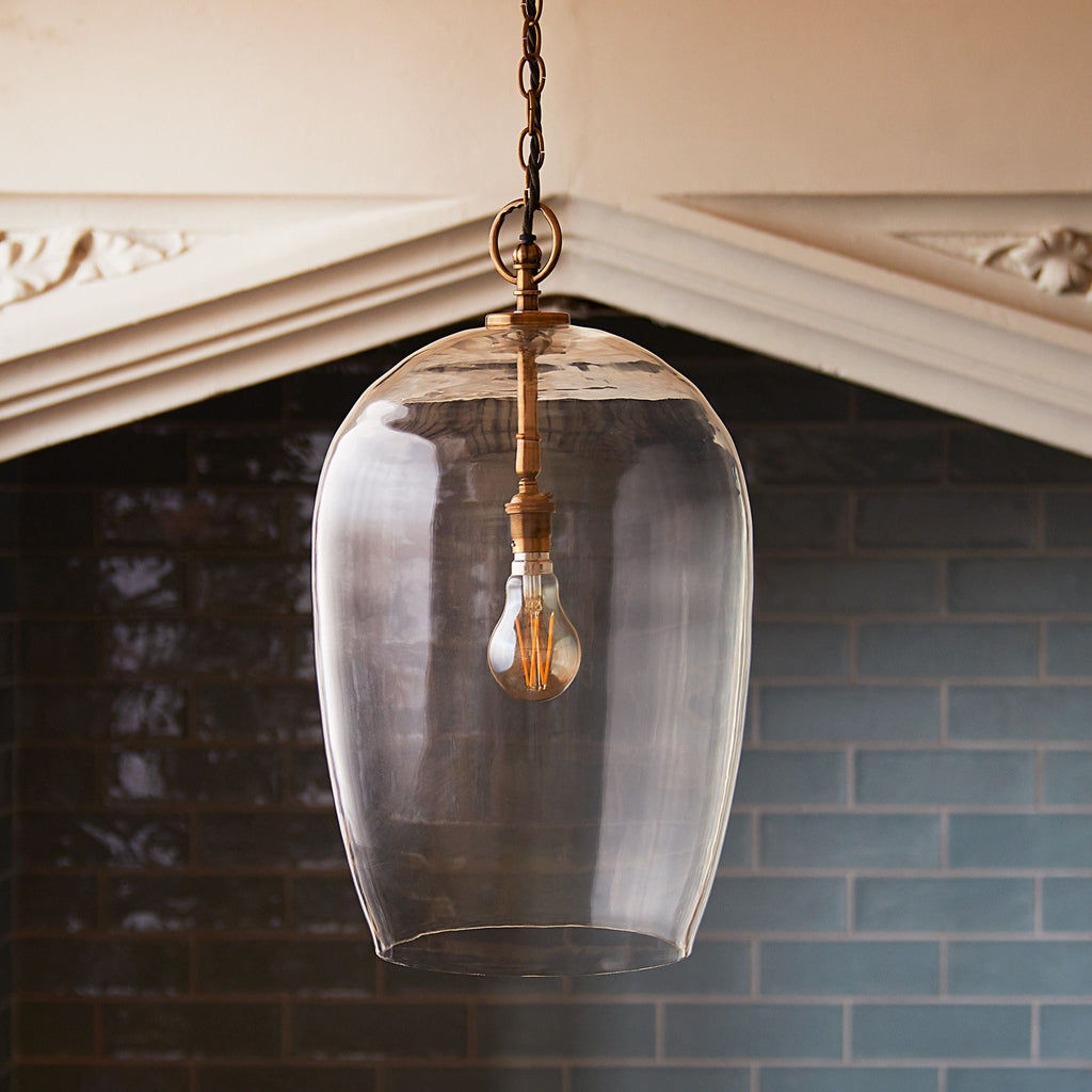 Larger Priscilla pendant clear blown glass