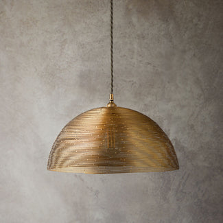 Smaller Spangle domed pendant in antique brass