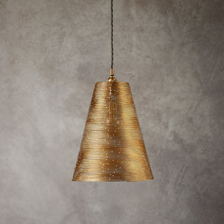 Smaller Spingle tall tapered pendant in antique brass