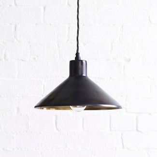 Thea pendant light in bronze with brass interior