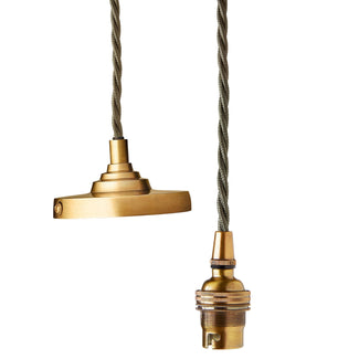 Deco pendant fitting in antique brass