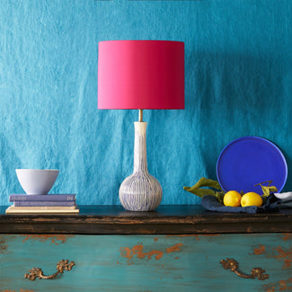 Ellie table lamp in blue and white stripes