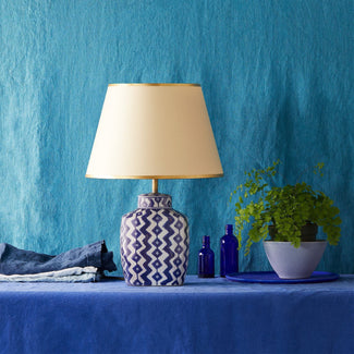 Smaller Gingembre table lamp in blue and white ceramic