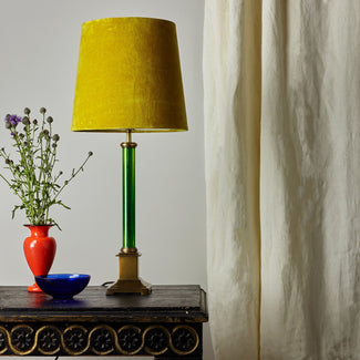 Longford table lamp in brass and olive acrylic