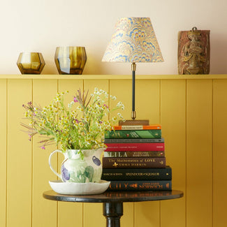 Pickling table lamp in antiqued brass