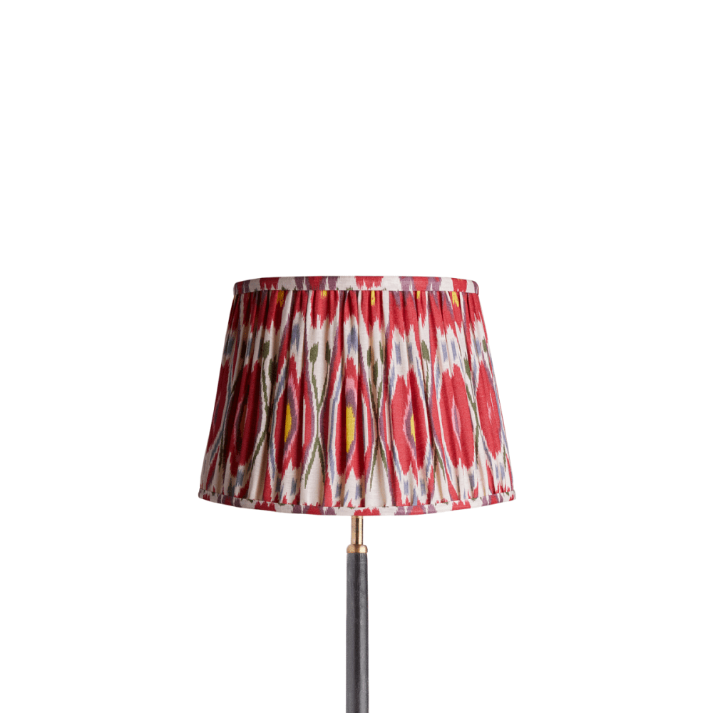 30cm Empire Gathered Lampshade in Heraldic Ikat Linen