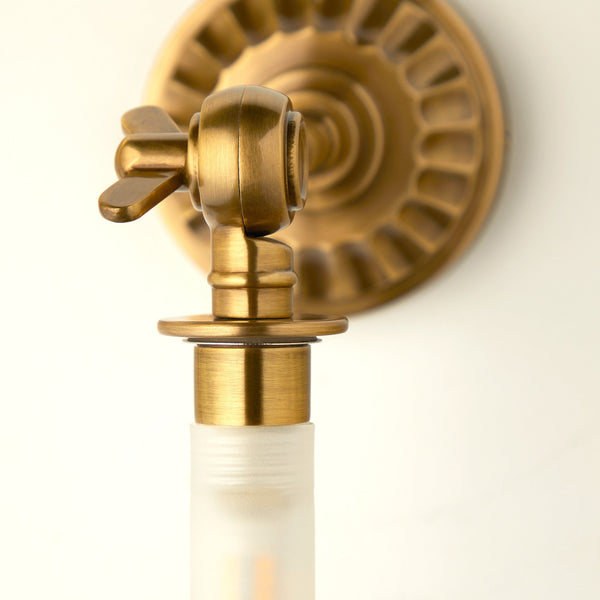 Rose wall fitting IP44 rated in antique brass