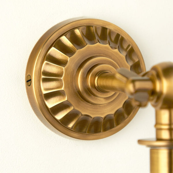 Rose wall fitting IP44 rated in antique brass