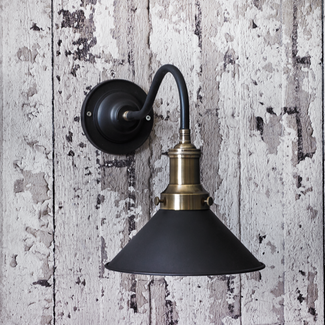 Dexter wall light in ash black and antique brass