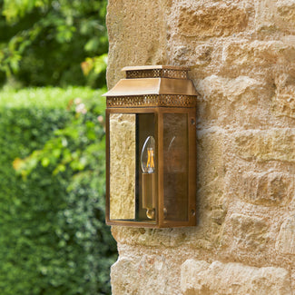 Hastings exterior IP44 wall light in antique brass