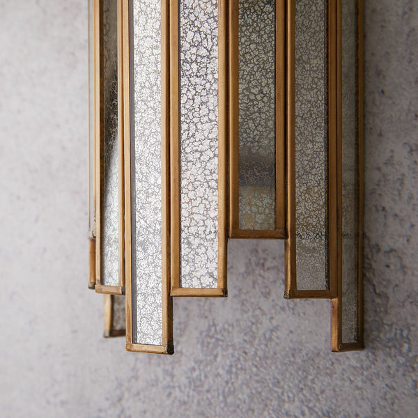 Tall Melville wall sconce in mercurised glass