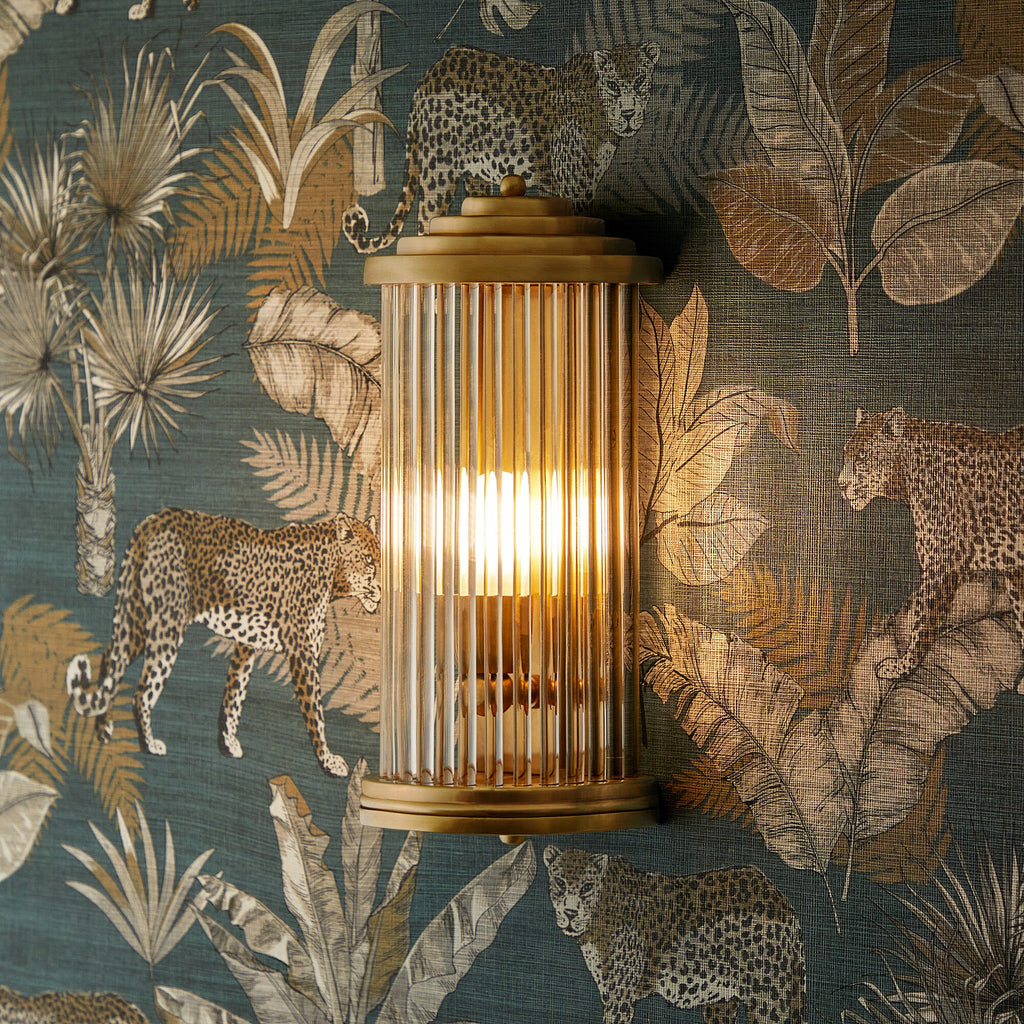 Baby Roddy IP44 Rated Wall Light in Brass with Glass Rods