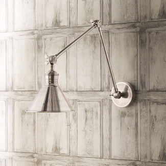 Stork wall light in antique silver