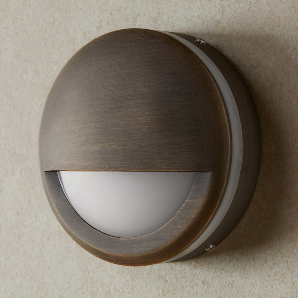 Thurlestone ip65 round wall light half cover in bronze
